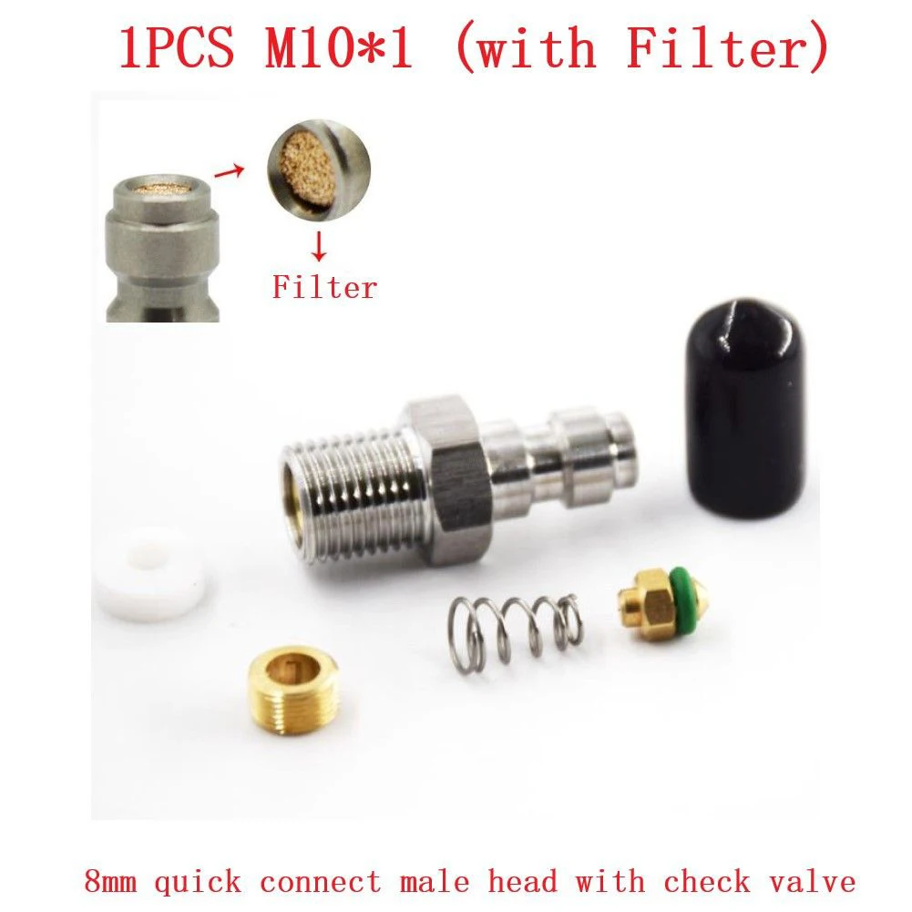 M10 Male Connector With Filter With Check Valve Quick Connect Check Valve PCP Filling Joint 8mm 1PCS M10 Male Connector