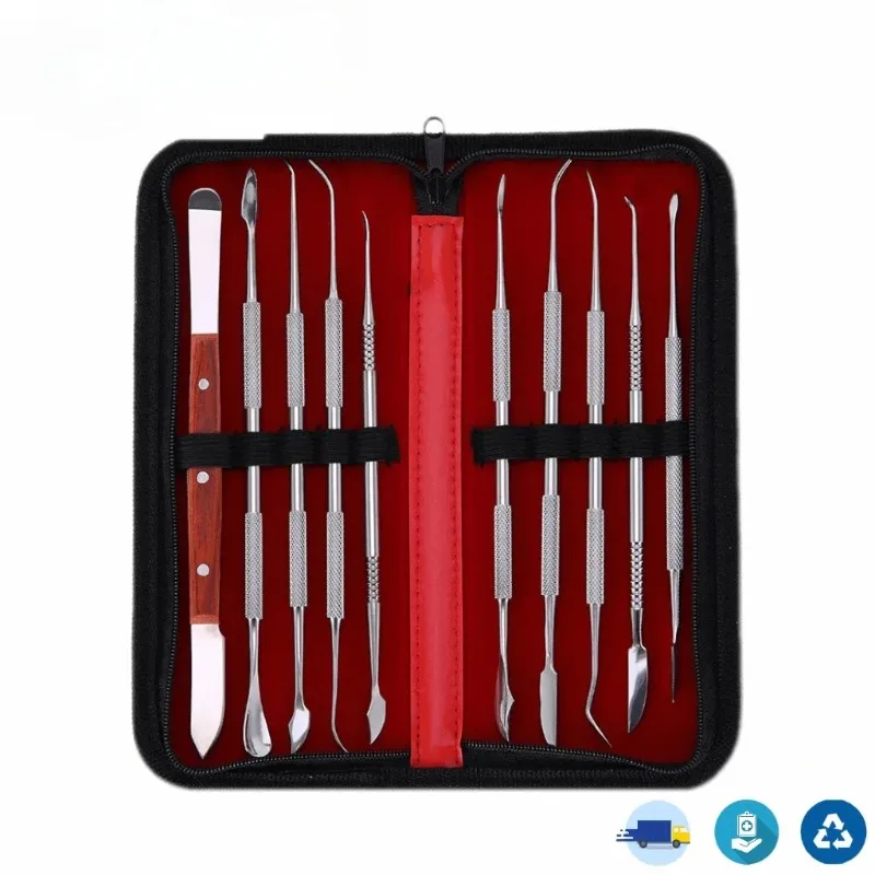 2 Sets Dental Spatula Plaster Knife Practical Stainless Steel Versatile Teeth Wax Carving Tool Set Dental Instrument Tools