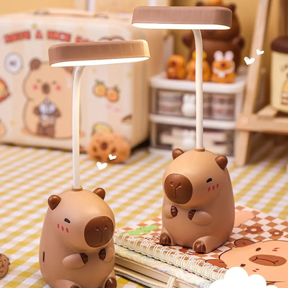 

Cute USB Charging Capybara Mini Night Light with Pencil Sharpener Folding Bedside Lamp Cartoon Pet Learning Eye Lamps Student