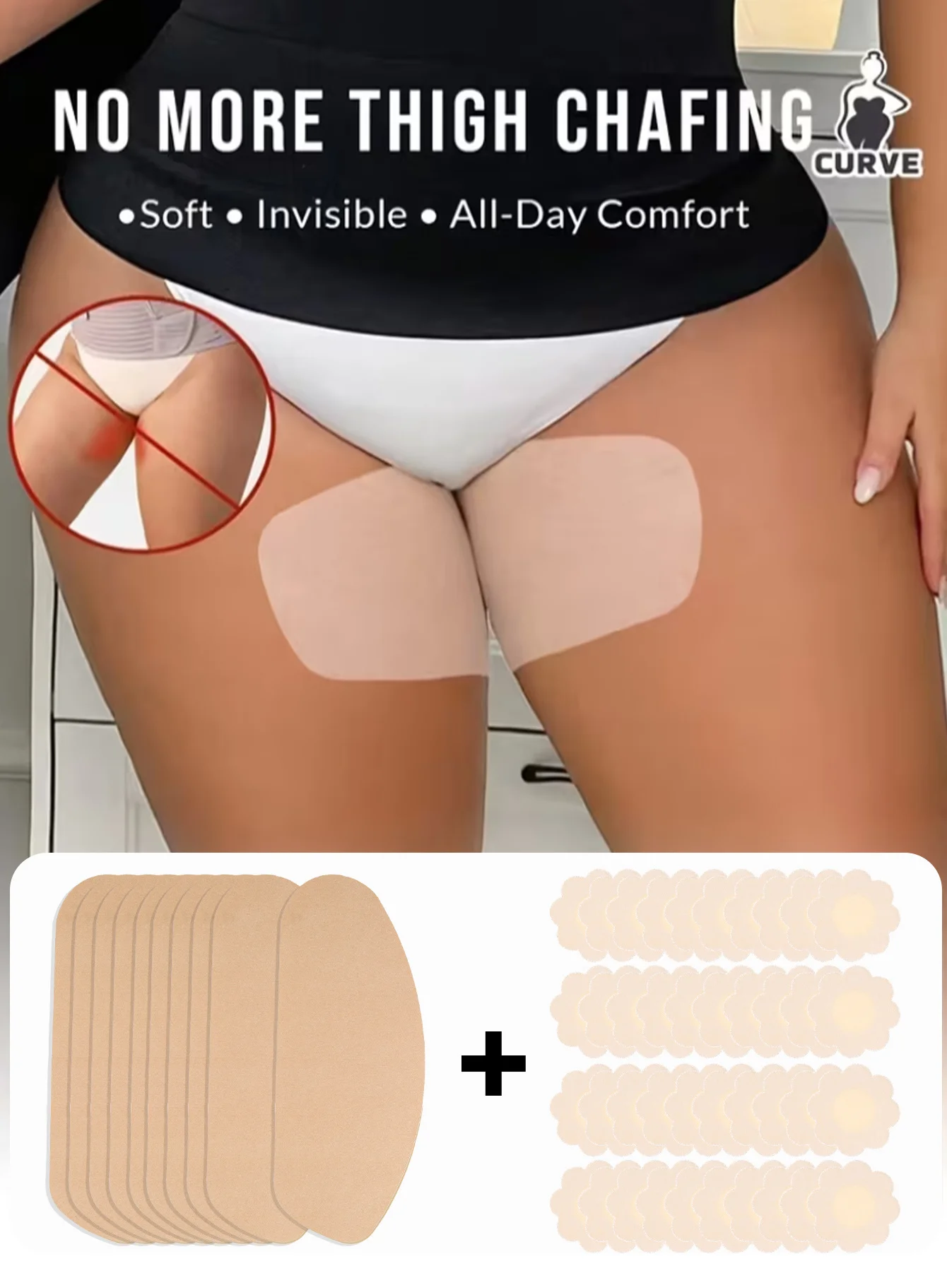 50Pcs Anti Chafing Thigh Tape Nipple Cover Combo Invisible Skin Friendly Adhesive Patch No Trace Under Clothes