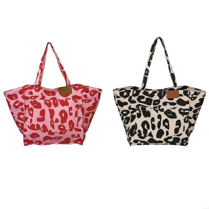 

Fashionable Leopard Print Shoulder Bag with Front Pocket Nylon Underarm Bag Casual Handbag for a Stylish Look 20CA