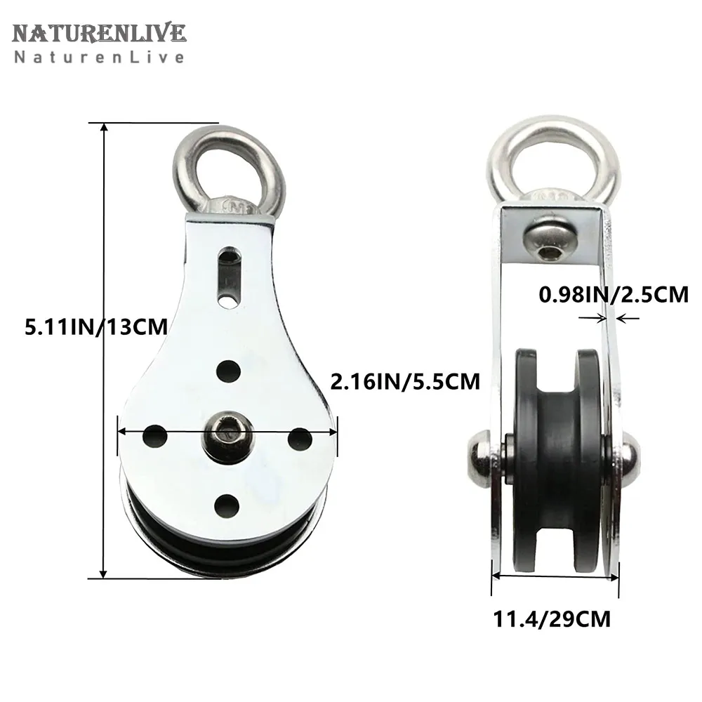 Pulley stainless steel small pulley block rotating 360 degrees mute cable tension load bearing mechanical pulley