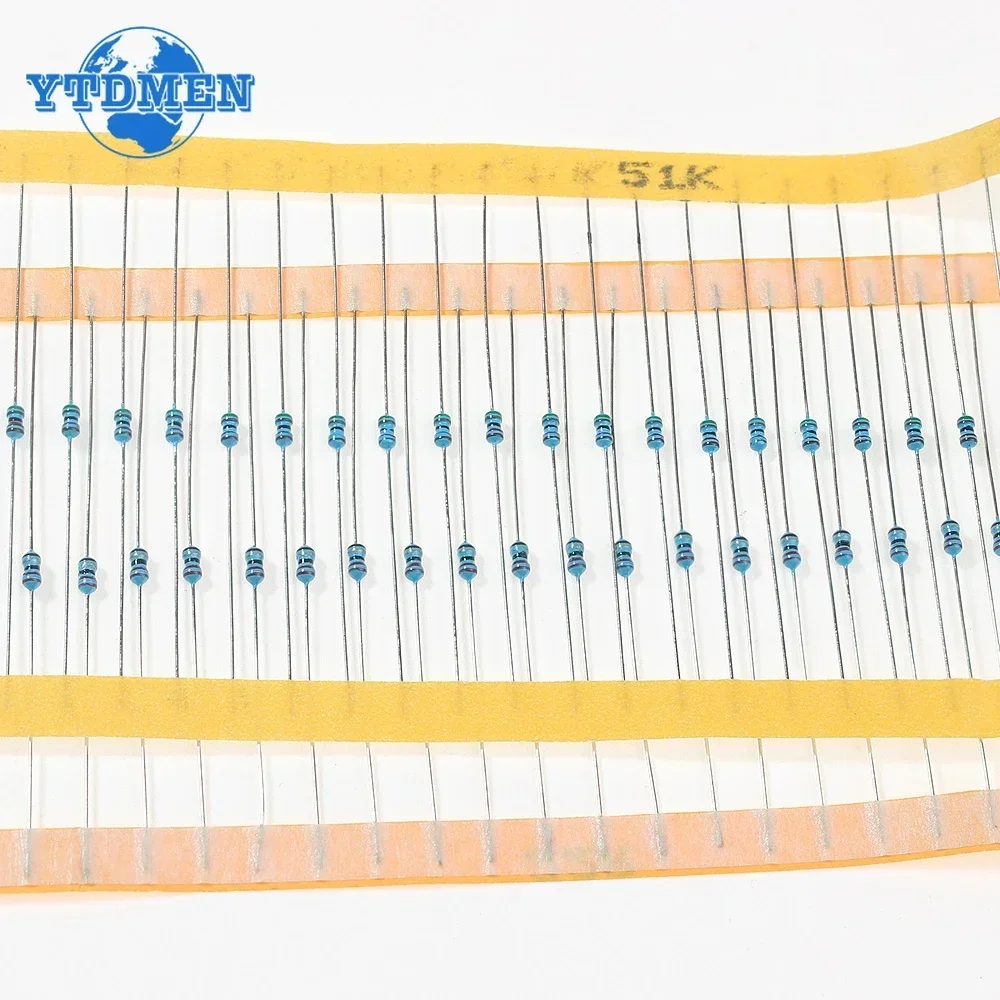 1/6W Metal Film Resistor Kit 1% Resistance 100K 100R 10K 10R 1K 1M 2.2K 20K 220R 2K 330R 470R 510R Ohm 97values*25pcs=2425pcs