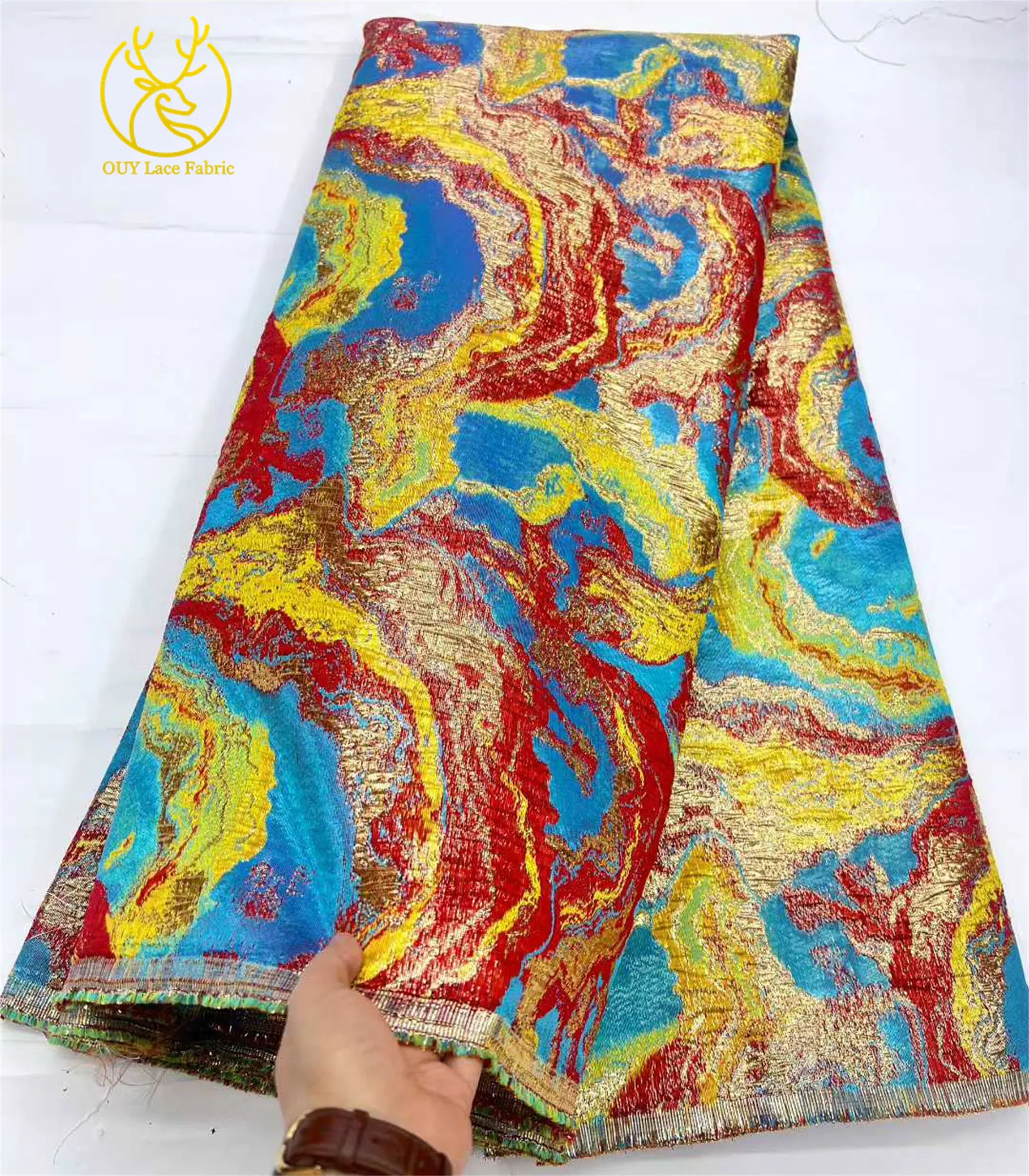 Brokat-Spitzenstoff 2026, luxuriöser afrikanischer französischer Tüll-Brokat-Jacquard-Stoff für Damen, Party, Abendkleid, Nähen, 5 Yards – Detail 14