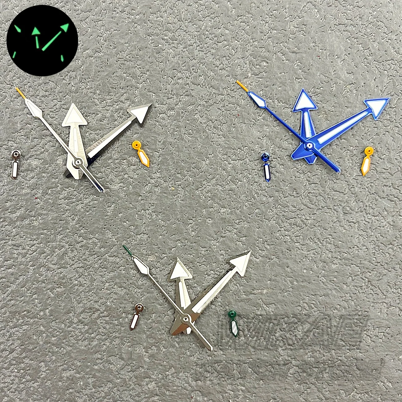 Green Luminous 5PCS Chronograph Watch Hands Arrow Style Silver Blue Rose Gold Orange Arrow Style Compatible with VK64 Movement