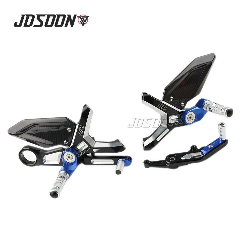 For BMW S1000RR 2019 2020 2021 2022 Motorcycle Accessories Carbon Fiber CNC Aluminum Adjustable Foot Pegs Rest Rear Set Footrest