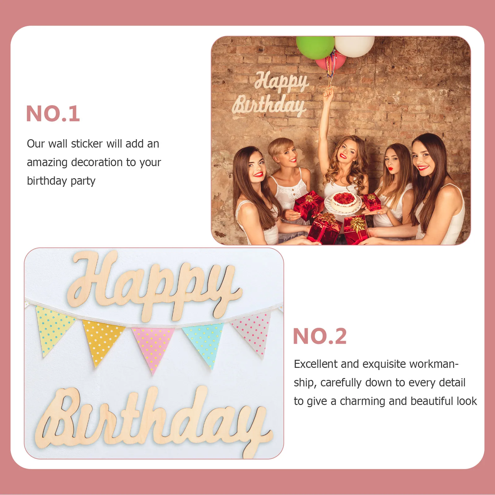 

Happy Birthday Wall Sticker Reusable Wooden Decor Birthday Party Decoration Window Sticker For Room Photo Backdrop Wall