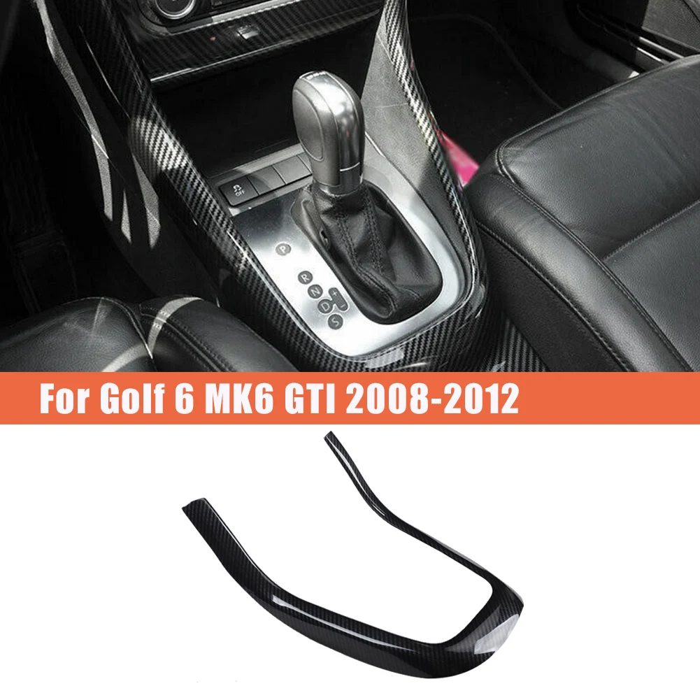 Konsol tengah serat karbon Gear Shift u-type Cover Trim Frame untuk Golf 6 MK6 2008-2012 Aksesori