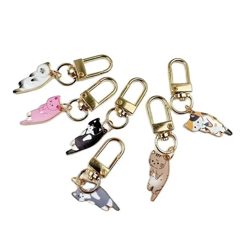 6-teiliger süßer Kätzchen-Schlüsselanhänger, Paar-Geschenk und Katzen-Charm, Schlüsselanhänger, Modeschmuck für Tierliebhaber, Autotasche, Hängezubehör, Neu – Detail 1
