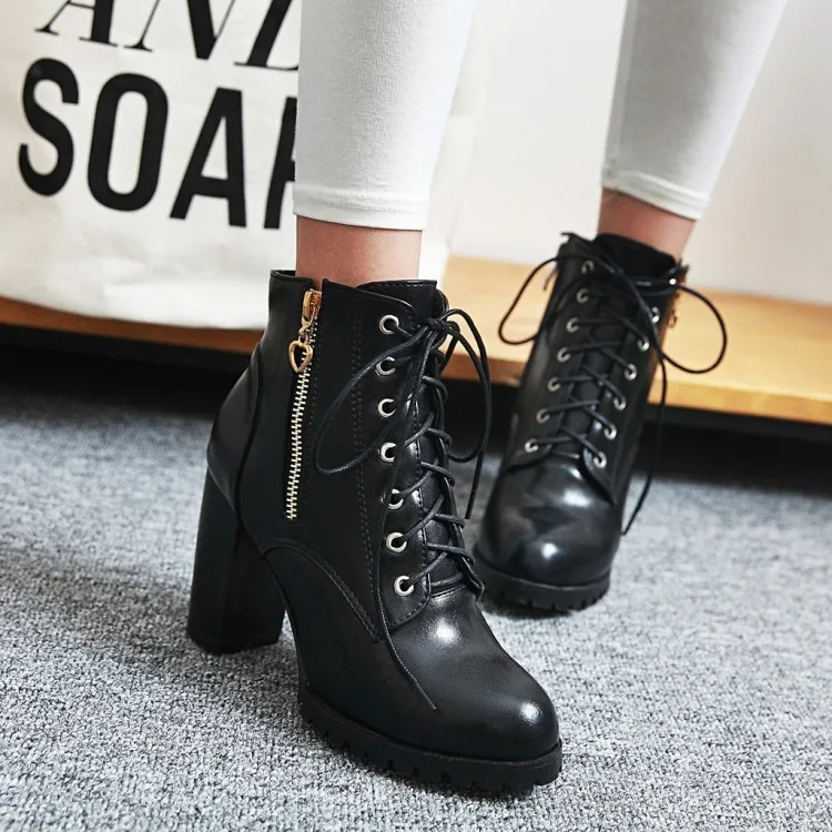 Big Size  boots women shoes ankle boots for women ladies boots Front cross binding of both zippers