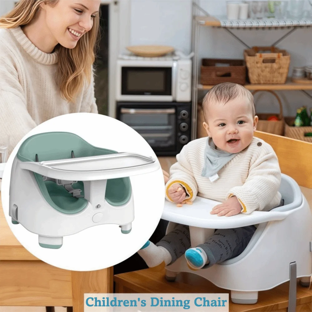 

Практичный многофункциональный стул для кормления с подносом, обеденный стул 3-в-1, силиконовое пластиковое съемное сиденье-бустер для детей 0-36 месяцев