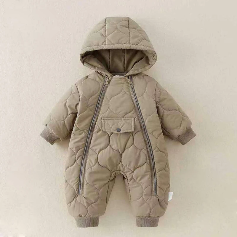 IYEAL Baby Boys Girls Winter Fleece Lined Hooded Jumpsuit Warm Quilted Romper Zipper Infant Snowsuit Toddler Thick Outfit