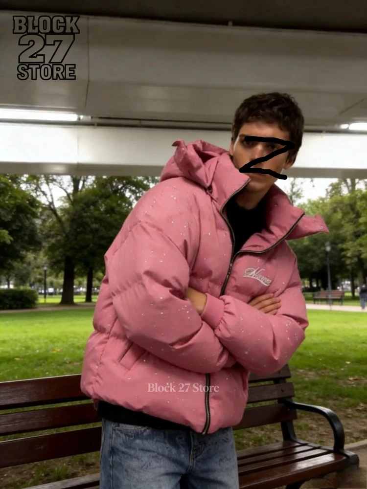 

Мужская зимняя куртка в стиле Харадзюку с подкладкой, толстое теплое пальто на молнии, повседневная уличная одежда в американском стиле ретро, верхняя одежда свободного покроя, модная