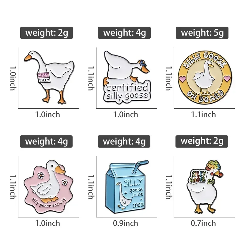 Cute Funny Goose Enamel Pins Cartoon Animal Flower Brooches Jacket Clothing Backpack Badge Accessories Jewelry Gift Wholesale