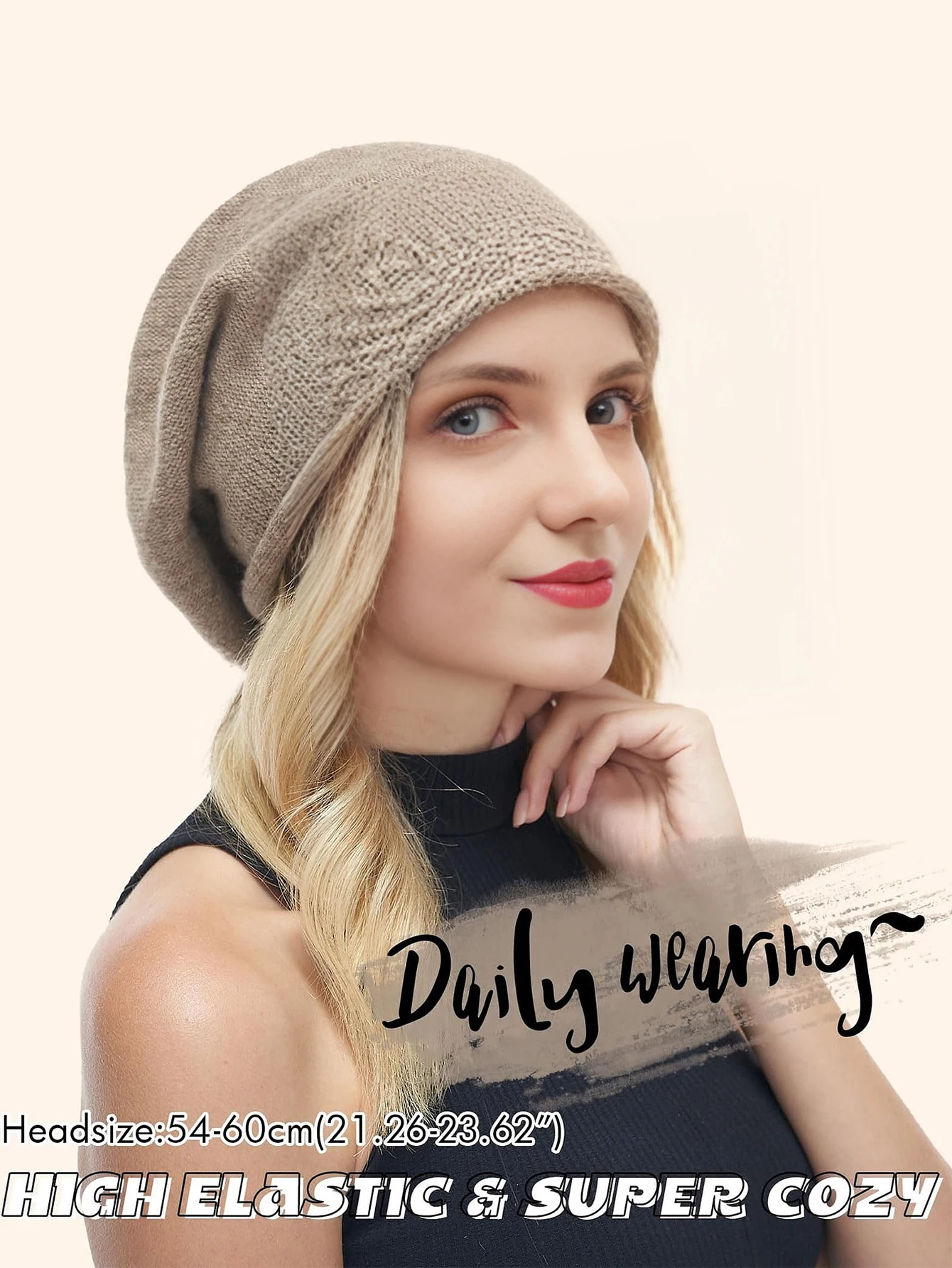 Women Knitted Wool Beanies Cap Winter Soft Warm Cashmere Blend Slouchy Hat Crimping Chemo Caps Cancer Headwear Skullies Female