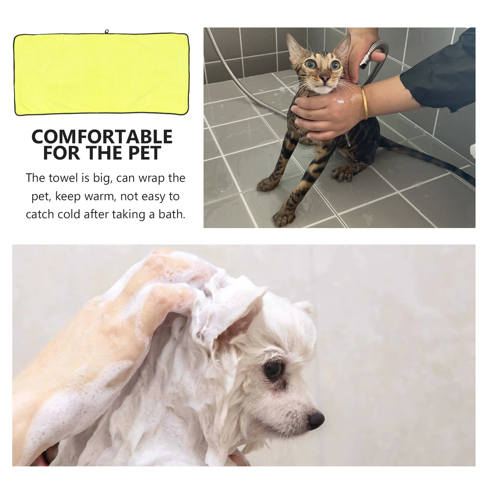 

Pet Absorbent Towel Quick Dry Bath Towel for Dogs Cats Thickened Fiber Cloth Storage Friendly Dog Bathrobe Pet Supplies