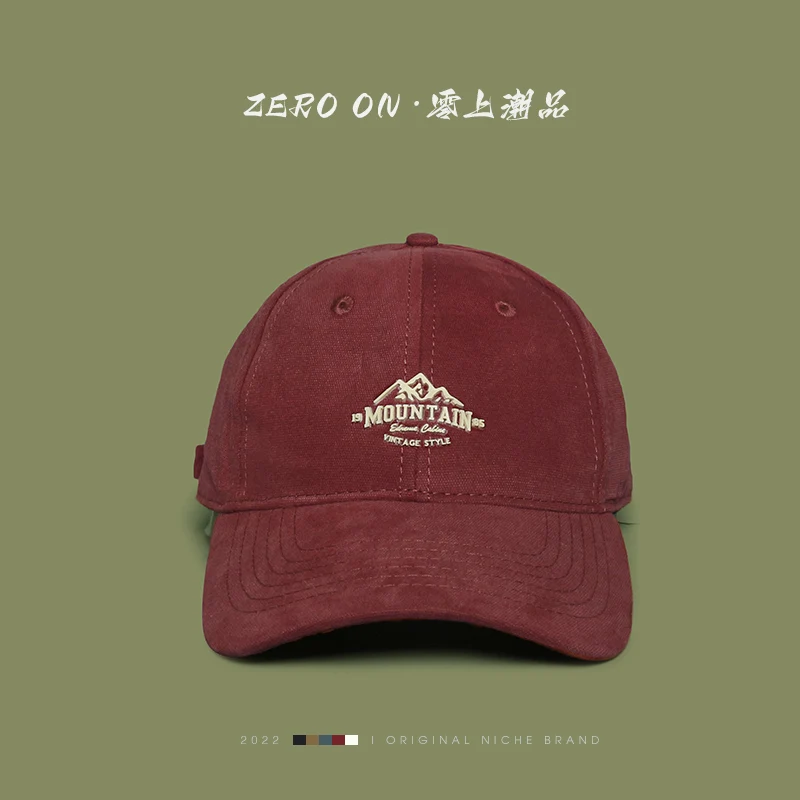 Street Wine Red Baseball Cap Men and Women Show Face Small Spring and Summer Peaked Cap Retro White Street Autumn and Winter