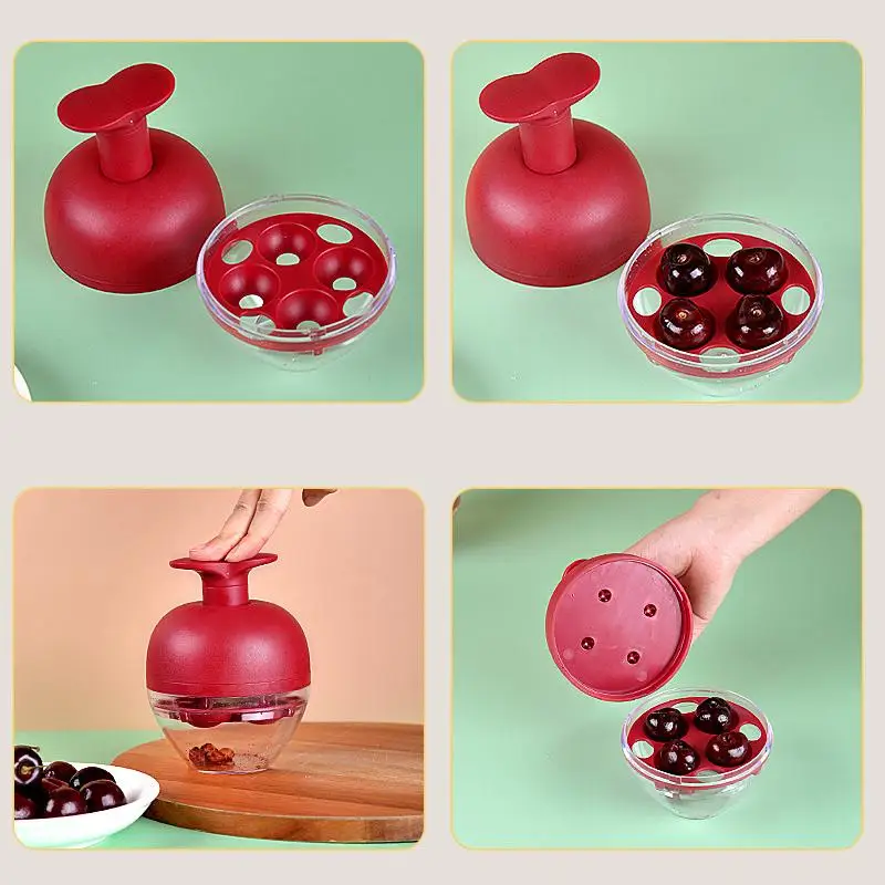 4 Holes Cherry Pitter Tool Dates Core Upgrade Stoner Easy Operation Fast Pitting For Kitchen Cooking Tool