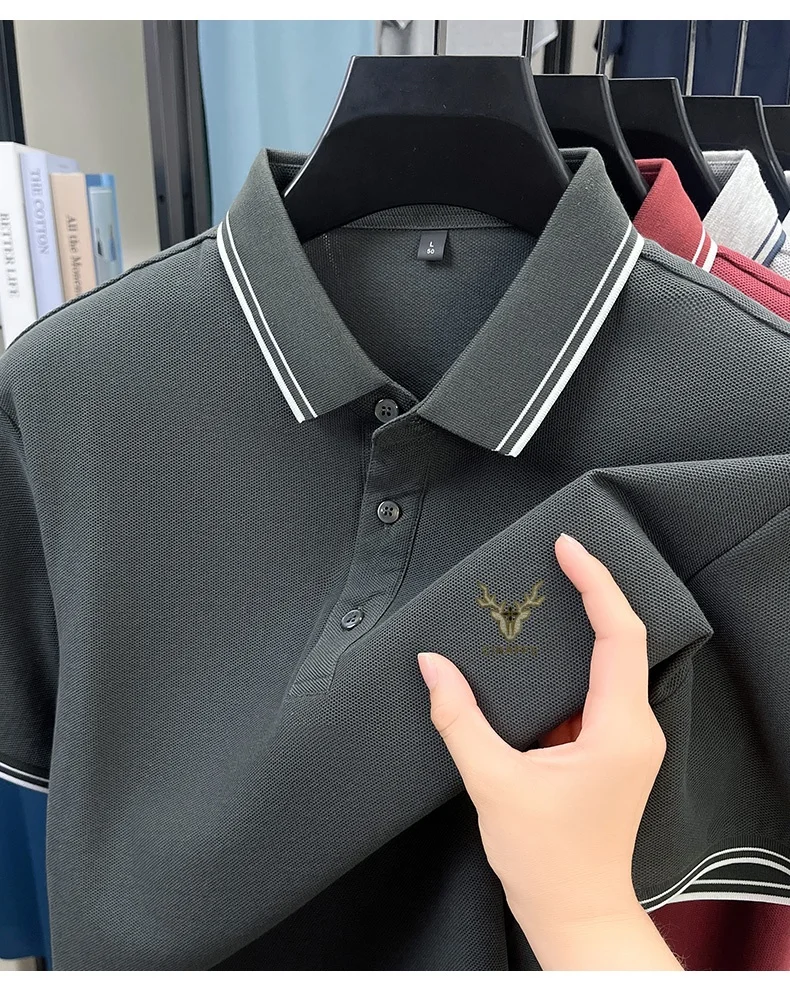 100% Cotton Top Summer Mens Printed Short Sleeved Polo Shirt Soft Breathable Comfortable Casual Suitable For Daily Business Wear