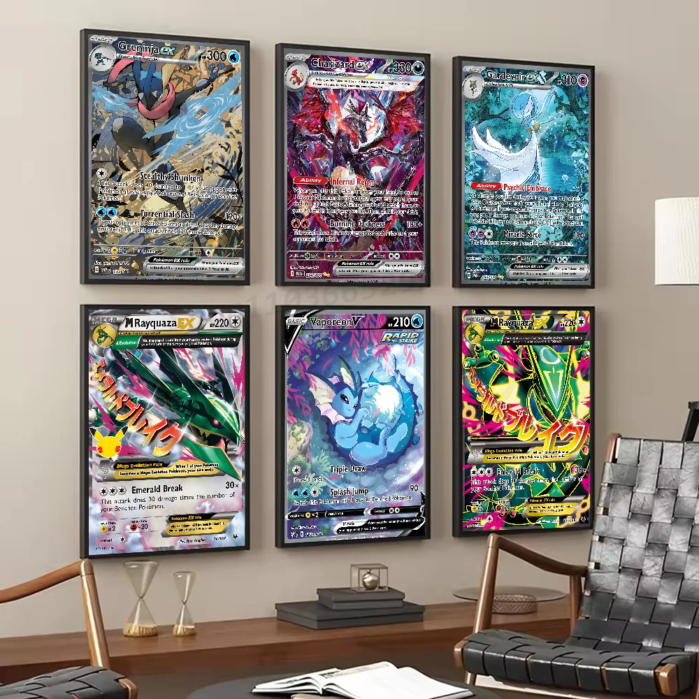 Rayquaza Greninja Sylveon Charizard Card Poster Home Living Room Bedroom Bar Cafe Art Decor