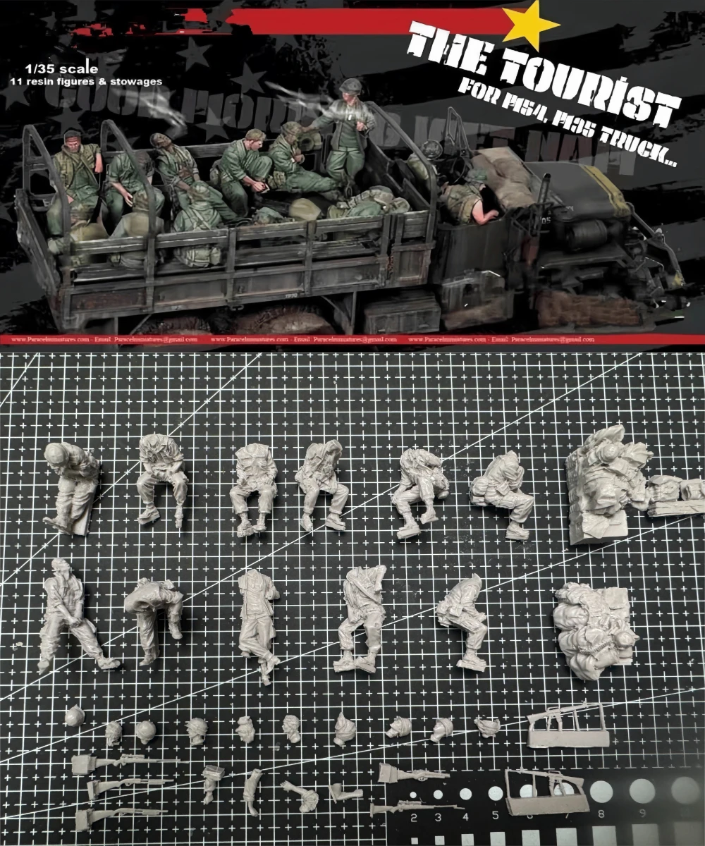 

1/35 Cast Resin Model Assembly Kit, GK, Vehicle Soldier 11 Person Set, Unpainted Needs To Be Assembled