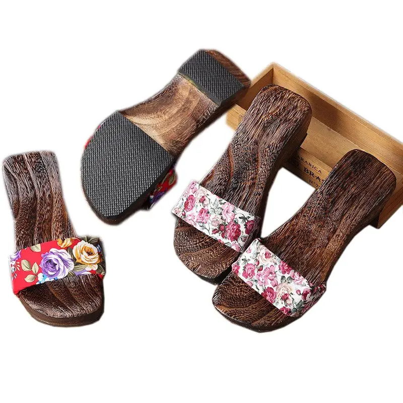 Anime Traditional Geta Clogs Cosplay Shoes Novelty Summer Wooden Sandals Women Indoor Antiskid Slippers