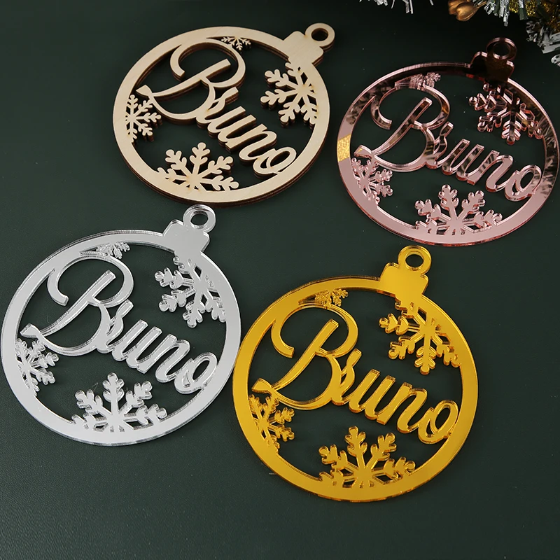 Custom Christmas Tree Baubles Christmas Tree Decor Personalized Ornament Laser Cut Names Christmas Custom Gift Tags Name Decor