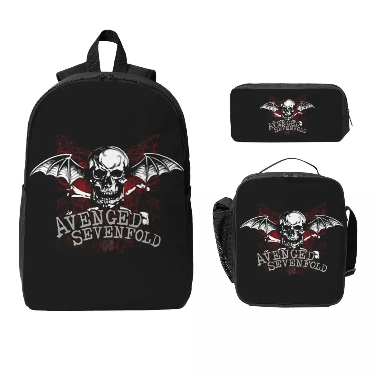 

Avenged Sevenfold Backpack Student Boys Girls BookBag School Bag Computer Shoulder Bags 3ps Insulated Lunch Bag Pencil Case