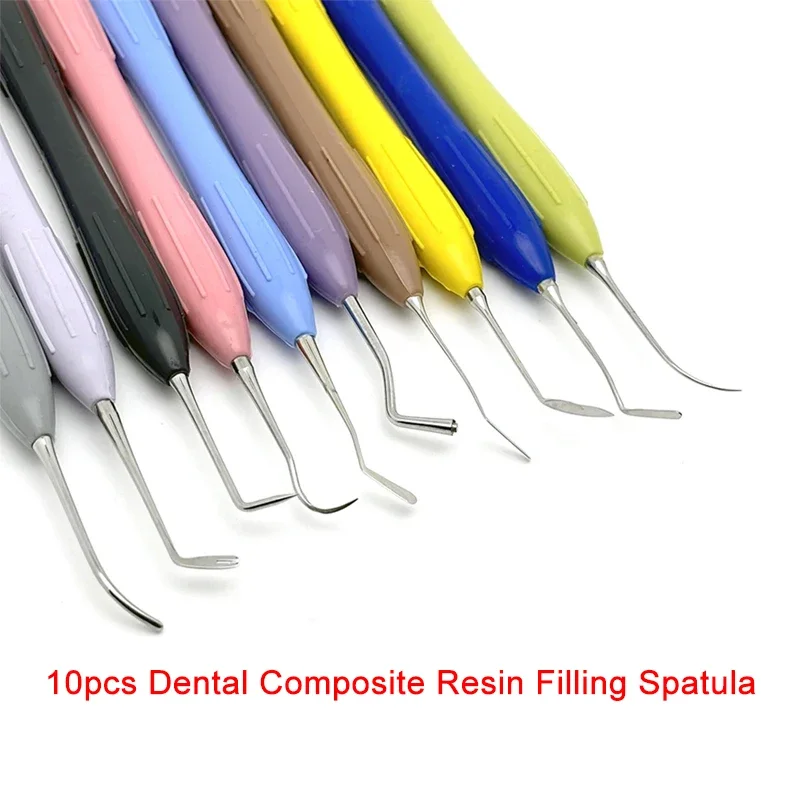 10pcs/Set Dental Filling Instruments w/Silicone Handle Resin Composite Restoration Aesthetic Dental Lab Set