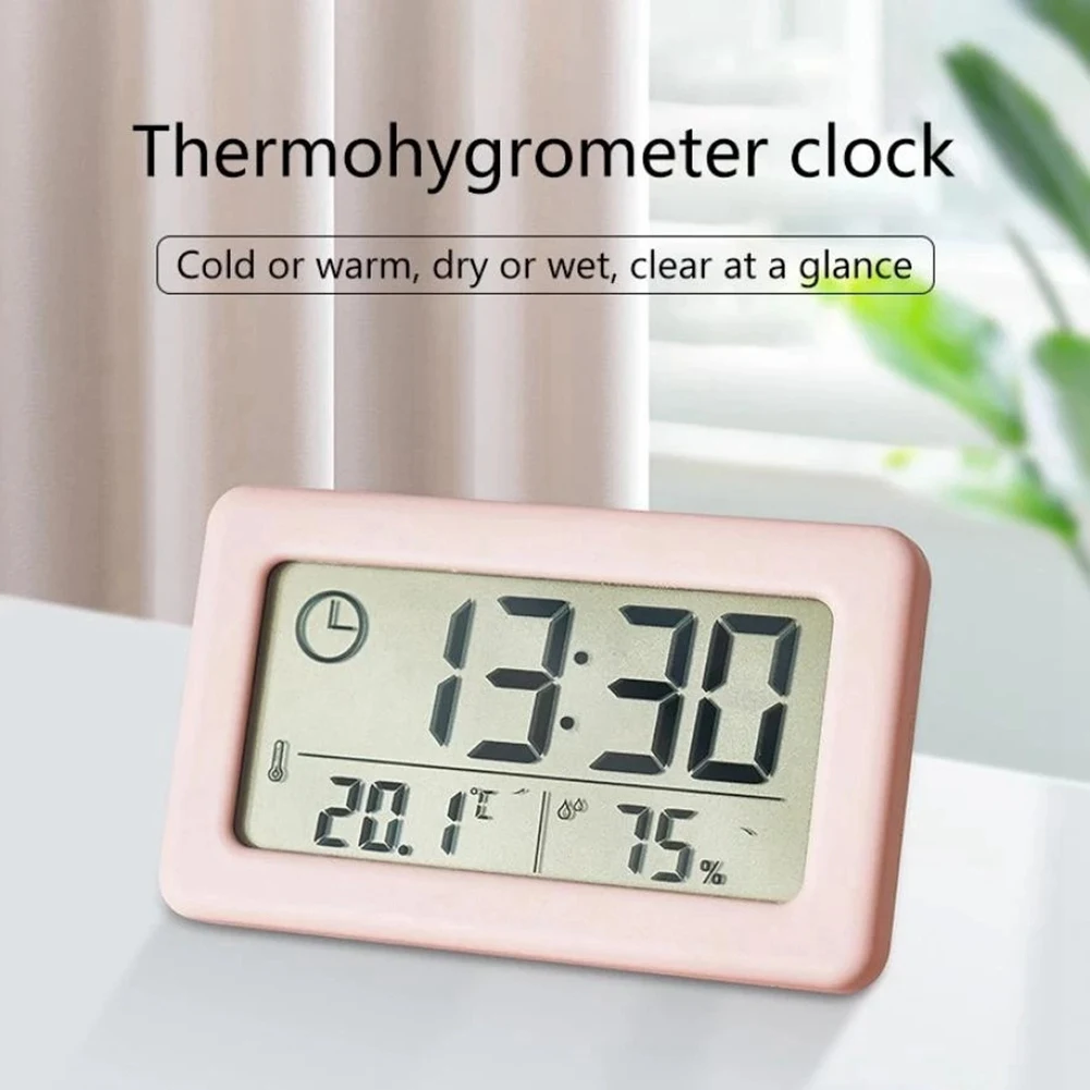 LED Digital Clock Electronic Digital Screen Desktop Clock for Home Office Backlight Snooze Data Calendar Clocks -Pink