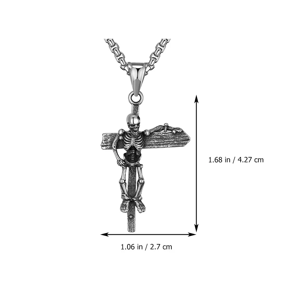 

Stylish Male Necklace Retro Skull Cross Pendant Durable 316 Stainless Steel Jewelry Gift Idea Accessories