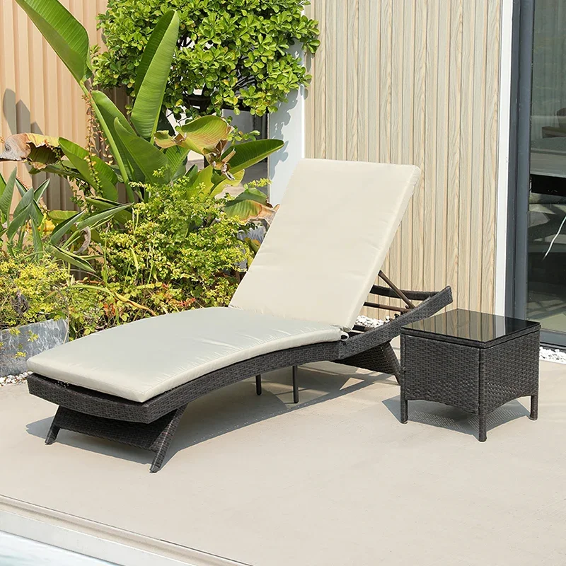 

Outdoor bed leisure rattan chair outdoor courtyard outdoor villa lunch break rattan lounge chair swimming pool folding beach