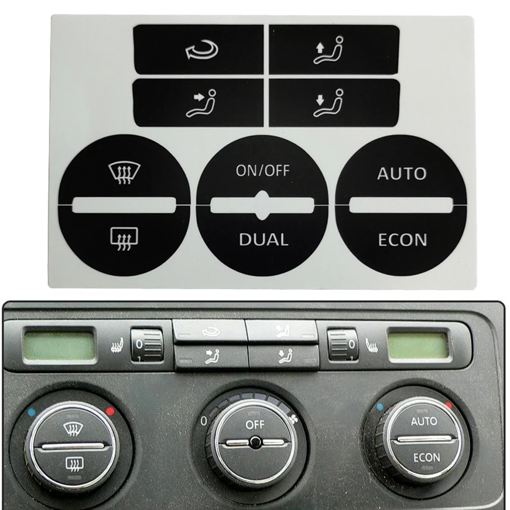 

Restickable and Long lasting AC Control Button Worn Repair Kit Decals Stickers for GOLF Mk5 0408 Black Overlay