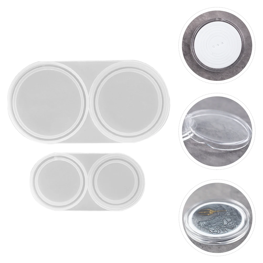 

2pcs Capsule Mold Commemorative Box Casting Die Durable Silicone For Diy Coin Holder Epoxy Resin Painting Decorative Accessories