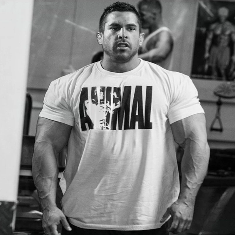 GYM Global Beast Hardcore Fitness Tee Men Loose Muscle Building Stretch Training Plus Size Sportswear Short Sleeve Breathable