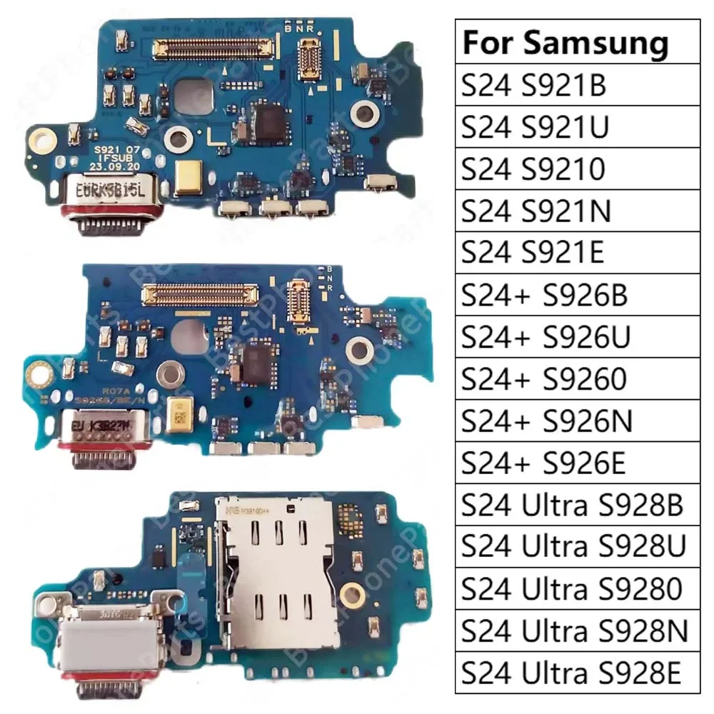 

USB-разъем для зарядки для Samsung Galaxy S24 Plus S24+ Ultra S921 S926 S928, зарядный порт, пластина, ленточная розетка, запасные части