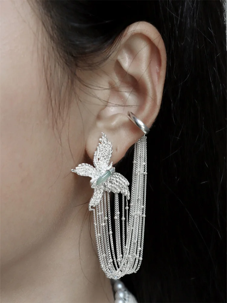 

White Falls Butterfly Earrings Cyberpunk Style For omen Jewelry Accessories Party Gifts