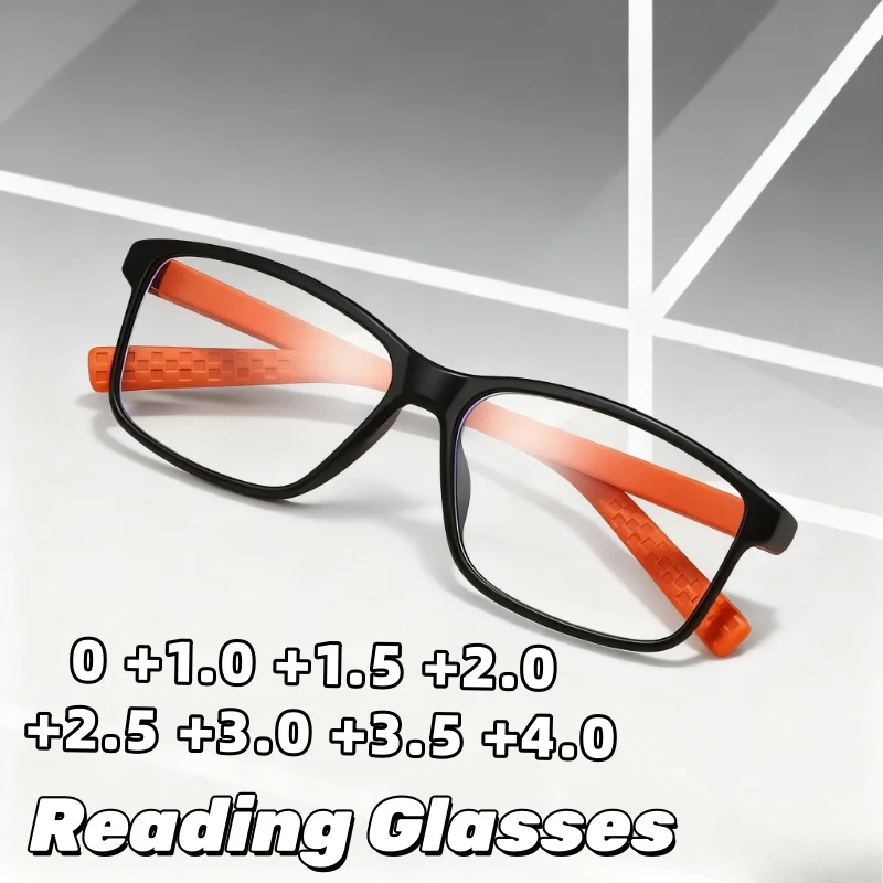 

Sporty Spring-Legged Anti-Blue Light Reading Glasses Dual-Tone Temple Leg Presbyopia Glasses Ultra-Lightweight Unisex