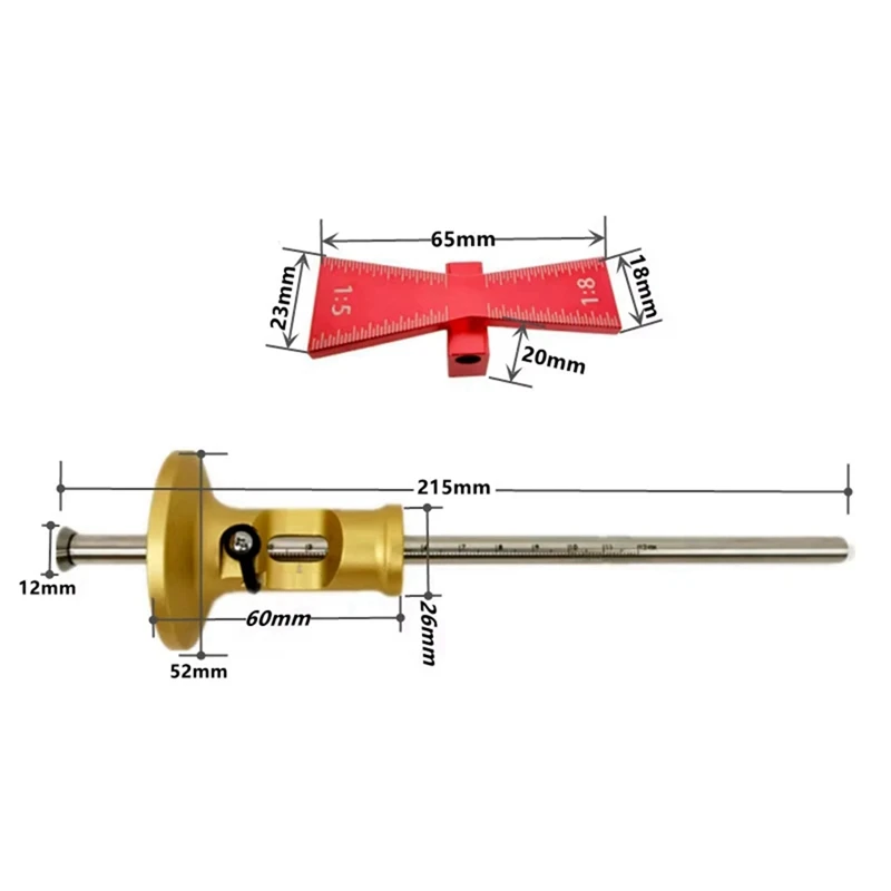 Dovetail Fixture Wheel Marking Gauge Tool Set Woodworking Marking Tool Woodworking Marking Ruler Parallel Marking-A23U