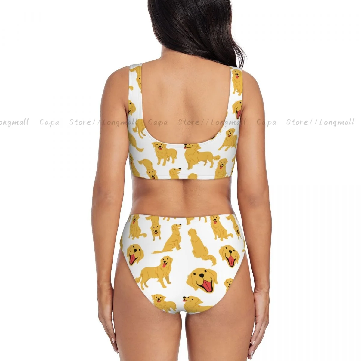 セクシーなビキニ女性水着ゴールデンレトリバーかわいい犬女性水着水泳水着夏のビーチウェア