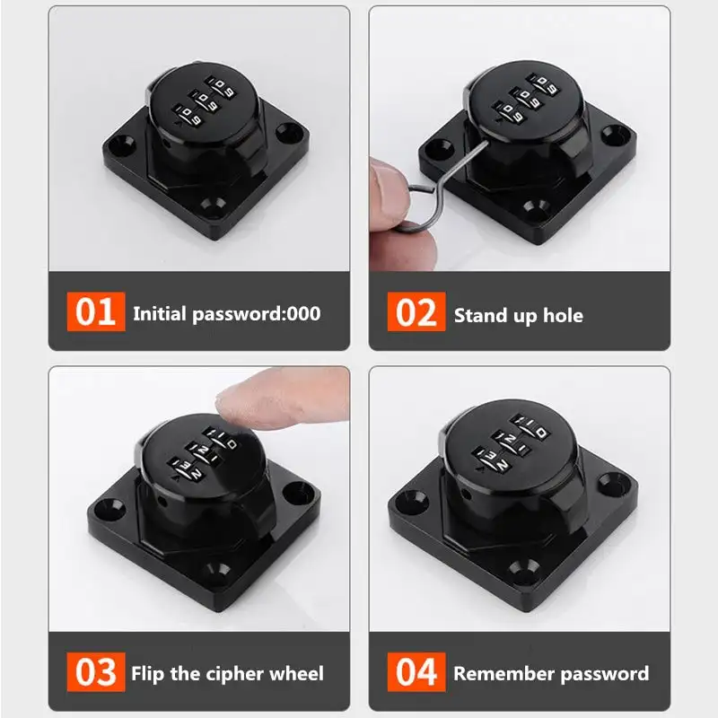 3 Digit Household Security Cabinet Password Locks Keyless Drawer Combination Coded Door Cabinet Home Hardware Zinc Alloy