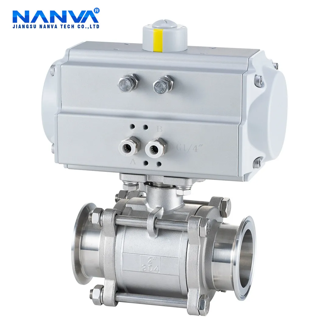 Q681F-16P3 Pneumatic stainless steel 304 three-piece vacuum ball valve chuck GUQ-KF sanitary grade