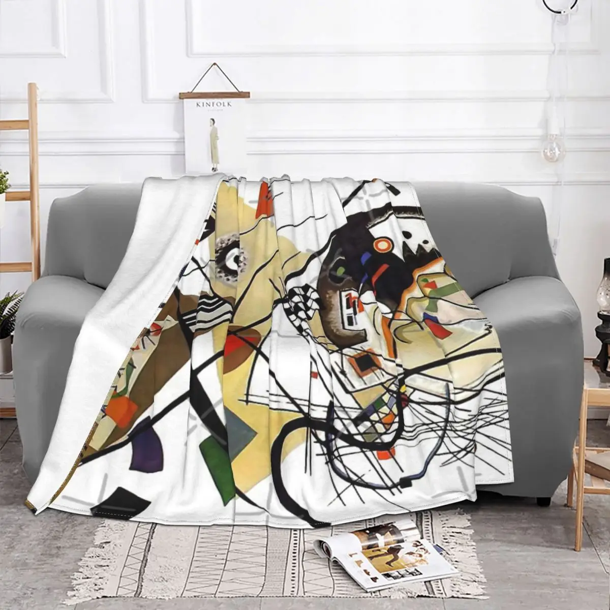 Kandinsky Traverse Line 1923 Plush Bedroom Winter Blankets Blankets And Throws Throw Blanket