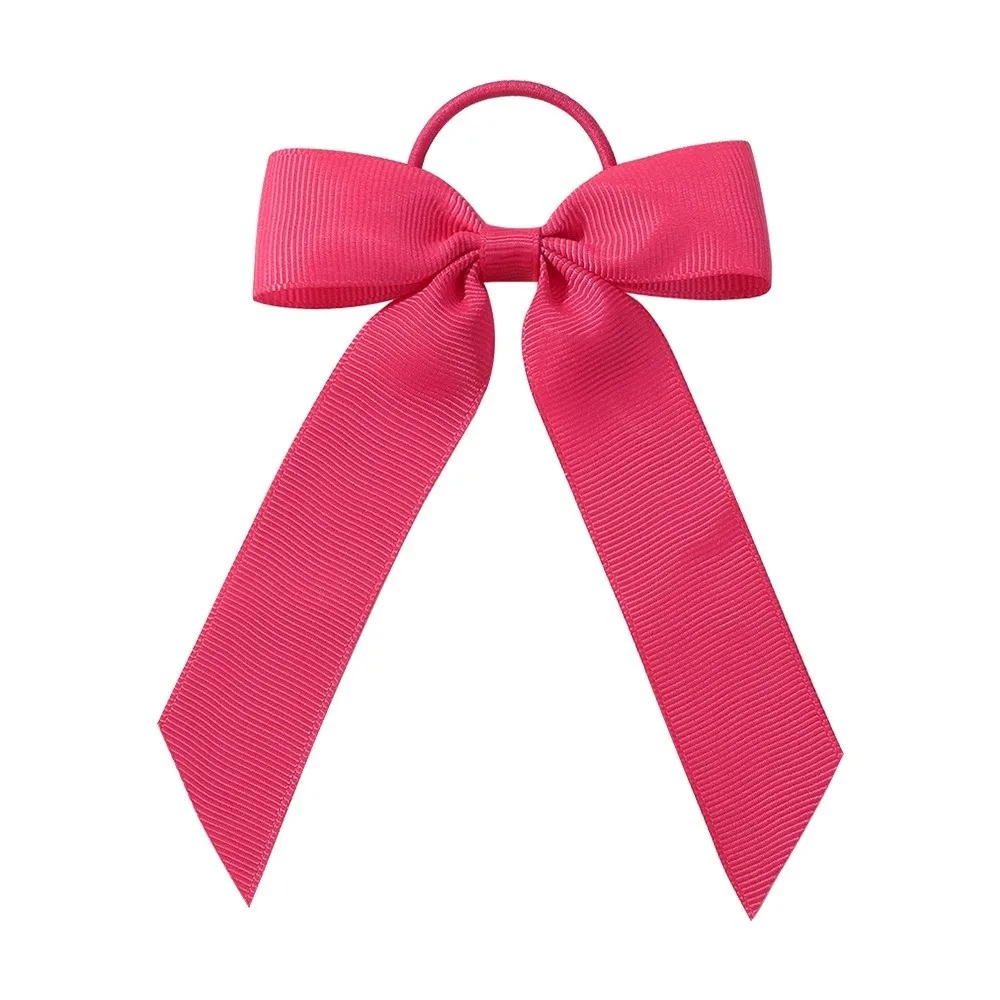 Pink Black Bow Ribbon Hair Band High Elastic Ponytail Holder Headwear Girl Hair Accessories No Harm Bowknot Hair Tie School
