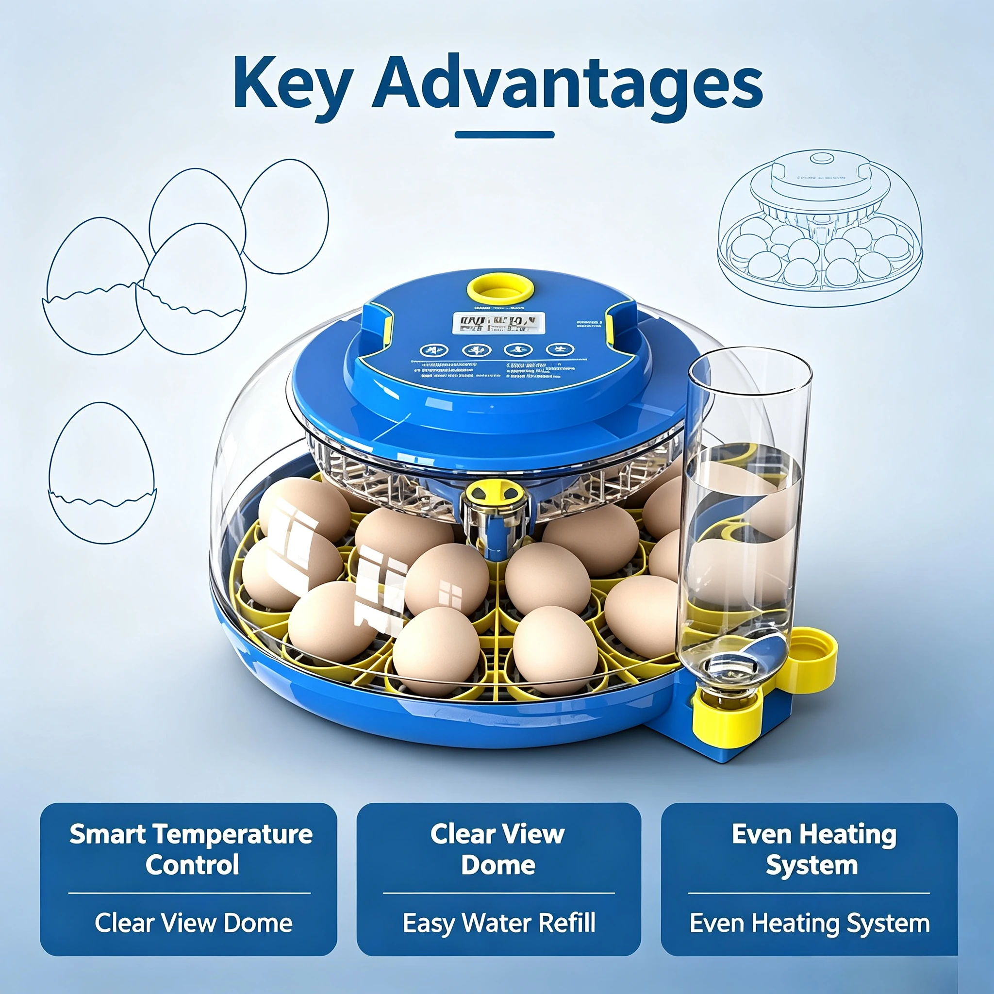 Intelligent Automatic Small Egg Incubator for Household Pets, Digital Constant Temperature Humidity Poultry Hatching Machine