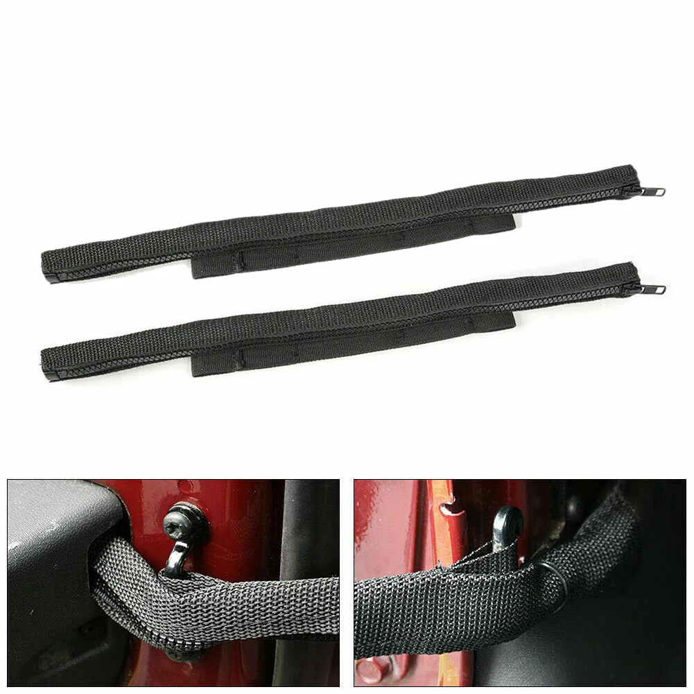 1Pair Black Door Limiting Strap Oxford Fabric Wire Harness Protector for Jeep Wrangler JK 2007-17