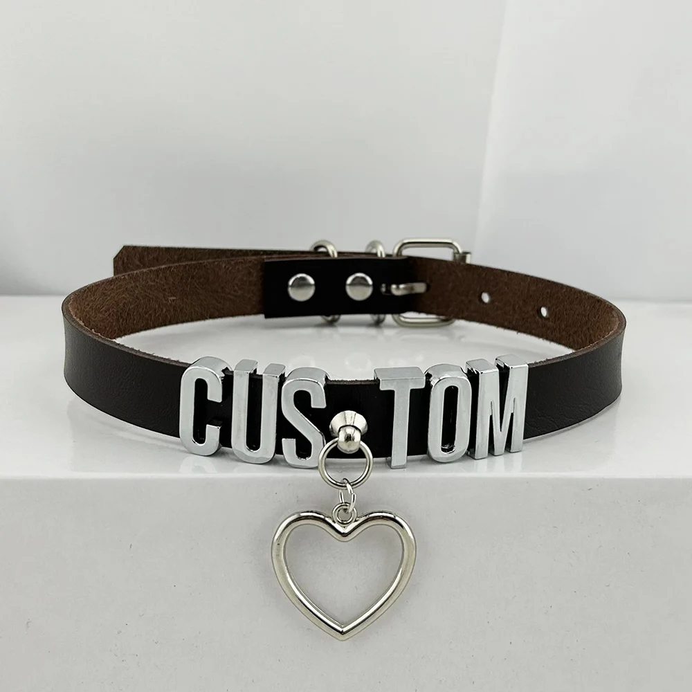 Hart Hanger Pu Leer Op Maat Ja Daddy Collar Punk Sexy Vrouwen Hiphop Gothic Naam Chocker Ketting Cosplay Accessoire