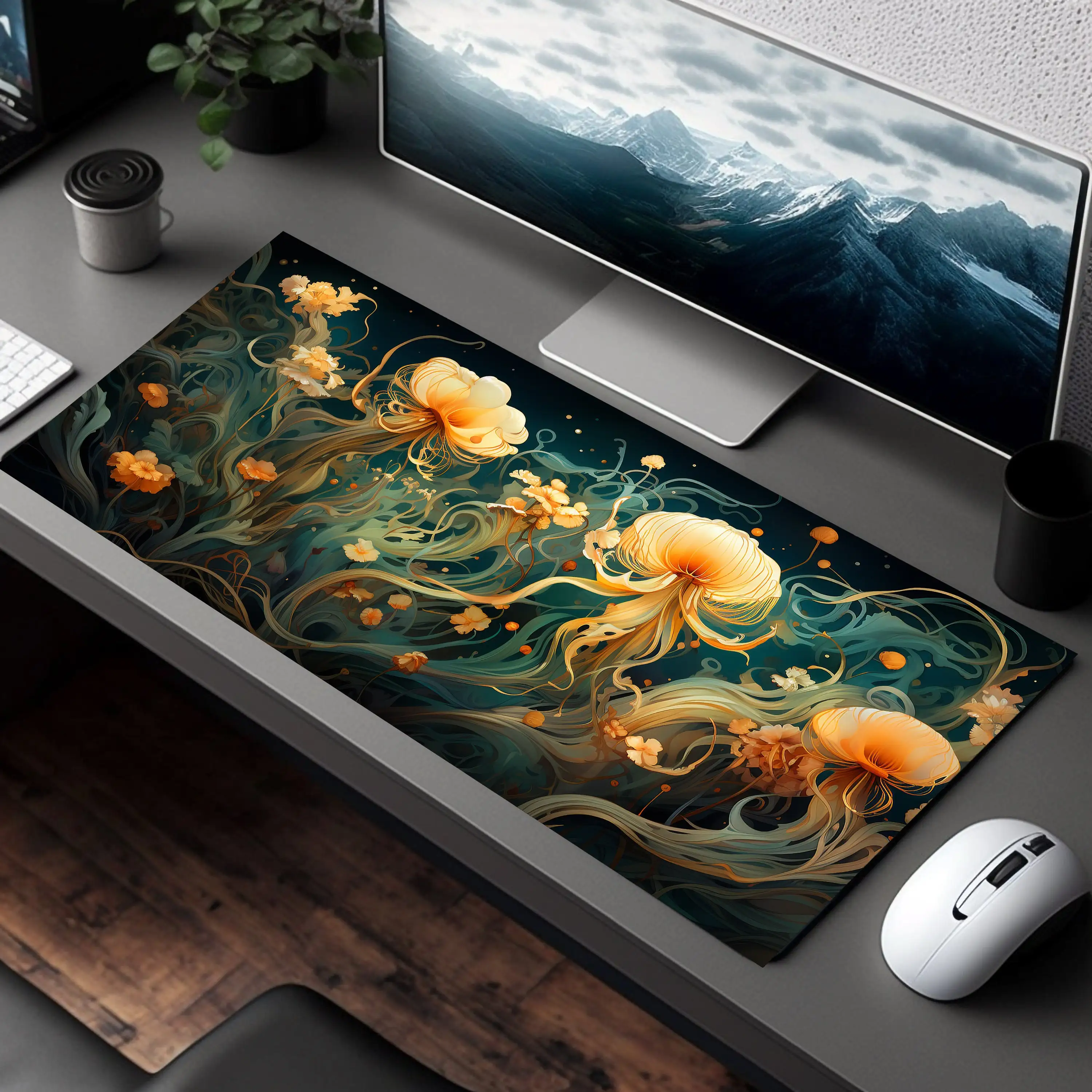 Aesthetically Pleasing Seaweed Desktop Decorations, Aquatic Mouse Pads, Ocean Keyboard Mats, and Nautical Computer Mats