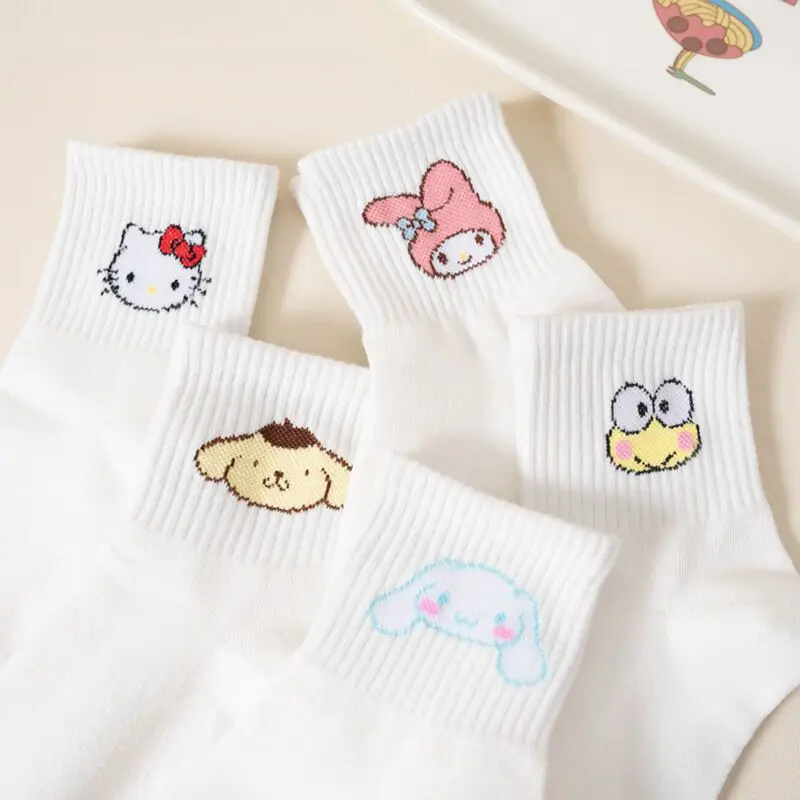 Hello Kitty Socks For Girls Medium Socks Kawaii Sanrio Purin My Melody Cinnamoroll Accessories Socks