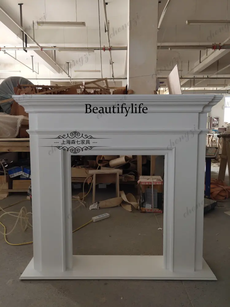 European simple and beautiful solid wood fireplace French home living room TV cabinet French partition wall simple